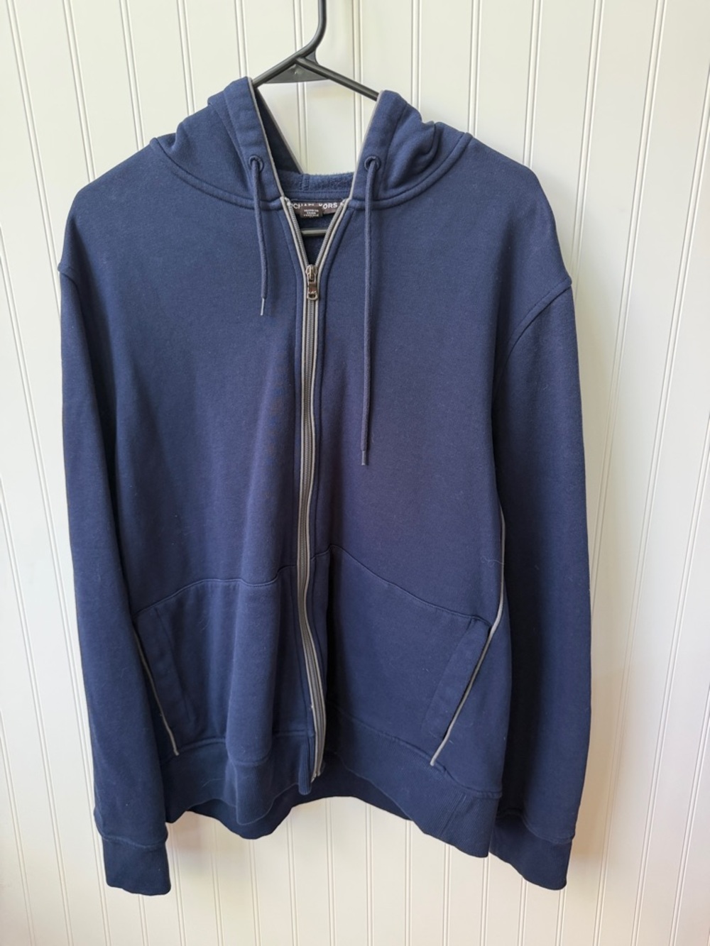 (152)Michael Kors Navy Zip Up Hoodie XL Large Back Logo Sweatshirt